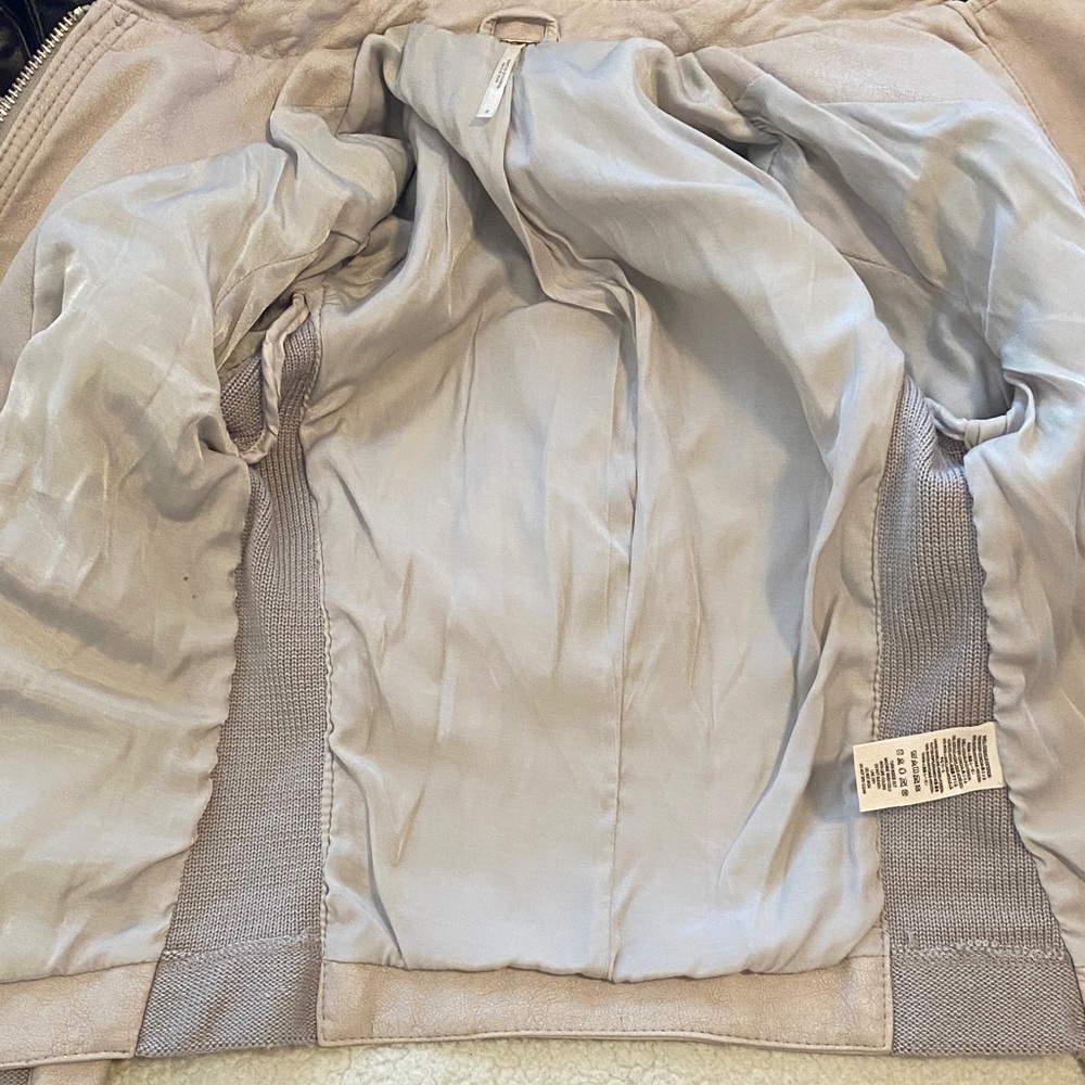 Free People Vegan Leather Moto Jacket Taupe Women’s Small - Picture 11 of 15